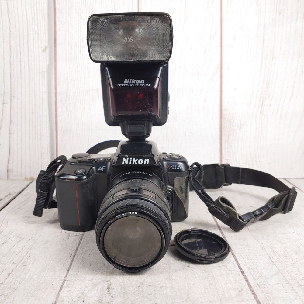UNTESTED - Nikon N6006 AF Film Camera w/ Lens and Flash - PARTS OR REPAIR